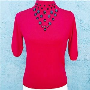 Almost Famous mock neck embellished 3/4 sleeves